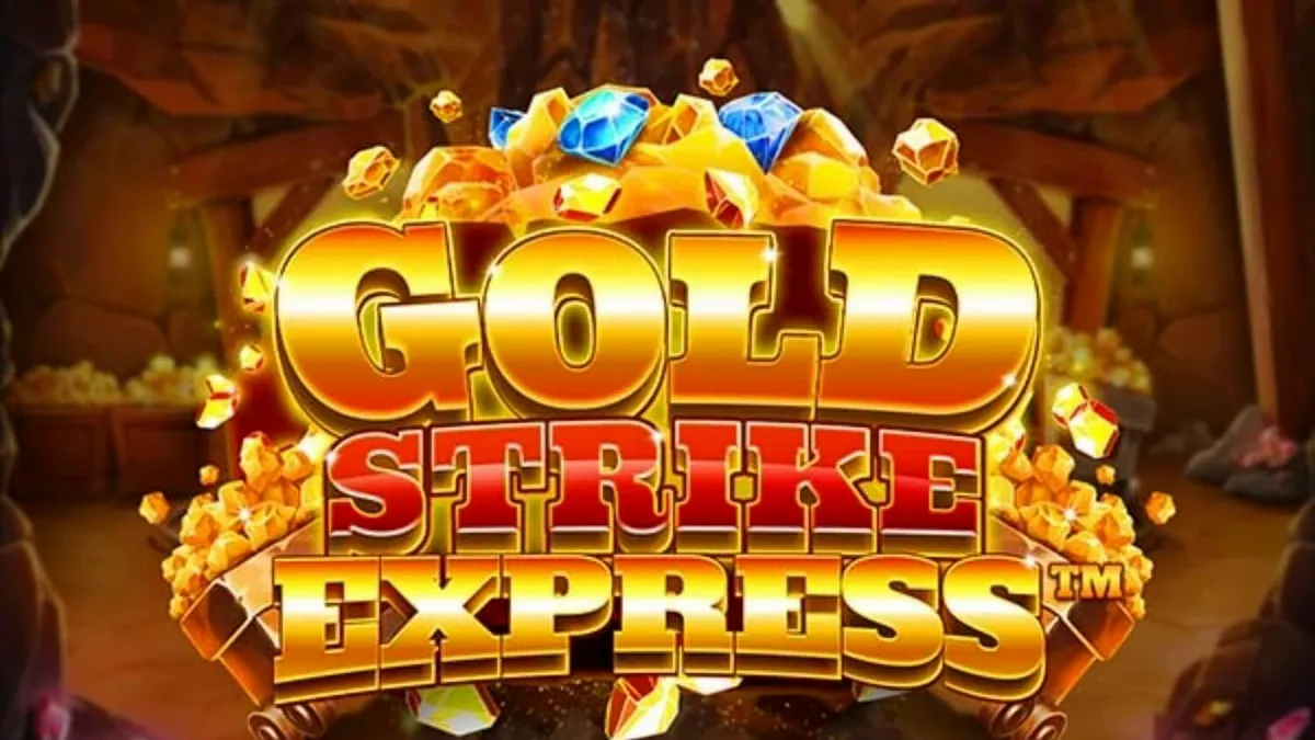 Tampilan visual slot Gold Strike Express dengan tema tambang emas dan jalur kereta api.